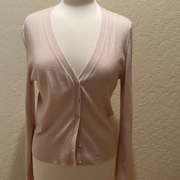 COPY - Baby Pink Cashmere Tory Burch cardigan Size XL - Picture 1 of 9